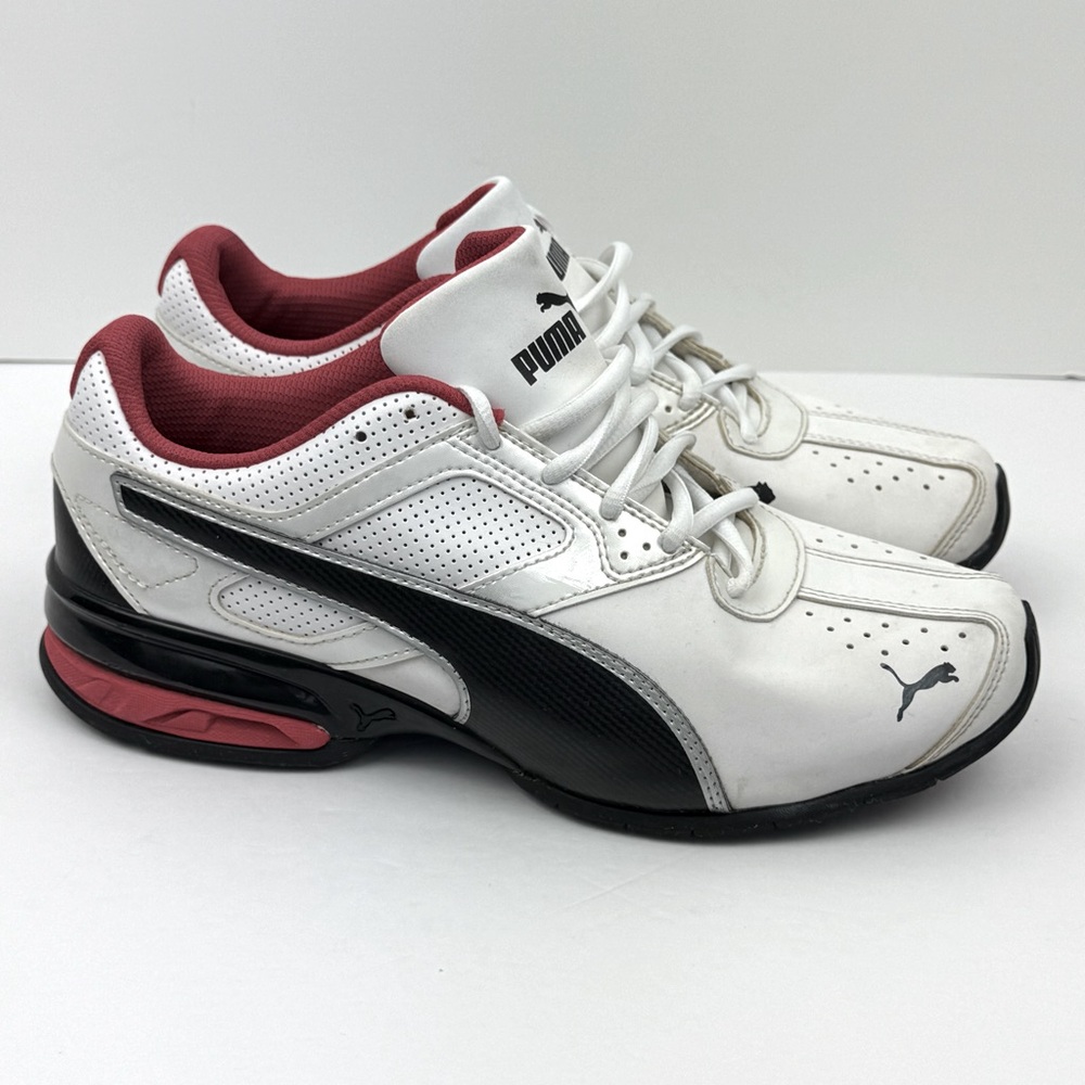 Puma Tazon Men’s Cross Trainer Sneakers. White/ Black/ Silver. Size 8.